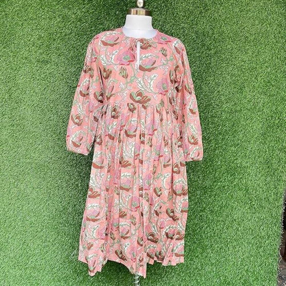 Hand-Block Printed Indian Summer Cotton Dress